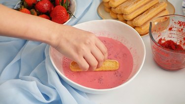 dipping in strawberry milk