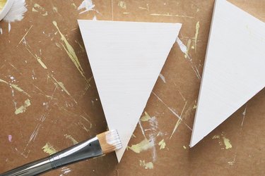 Wood triangles coated with white paint