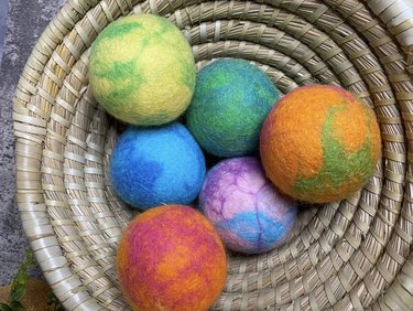 Colorful wool dryer balls