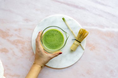 whisked matcha with a layer of foam.