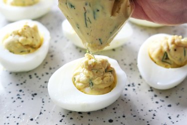 Filling egg whites for deviled eggs