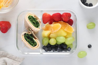 Wrap and fruit rainbow lunchbox
