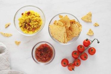 Ingredients for beans and rice lunchbox