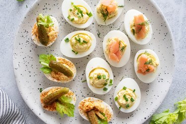 Deviled eggs on plate