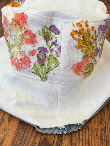 turn hat right-side out by pulling the fabric through the opening