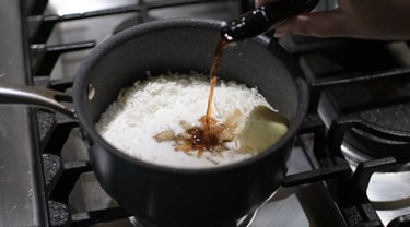 Coconut filling ingredients in saucepan