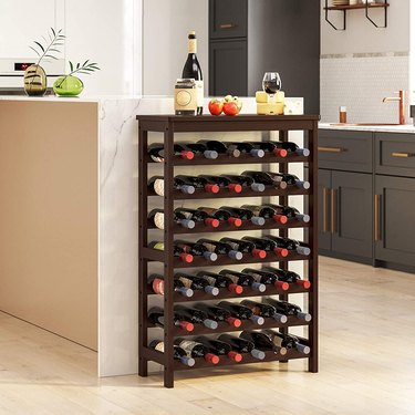 HOMCOM 7-tier 21 Bottles Wine Rack Storage Display Shelves Wooden Top Free Standing Holder