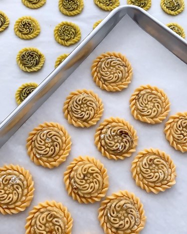 Traditional kolompeh pastries with swirling circular designs