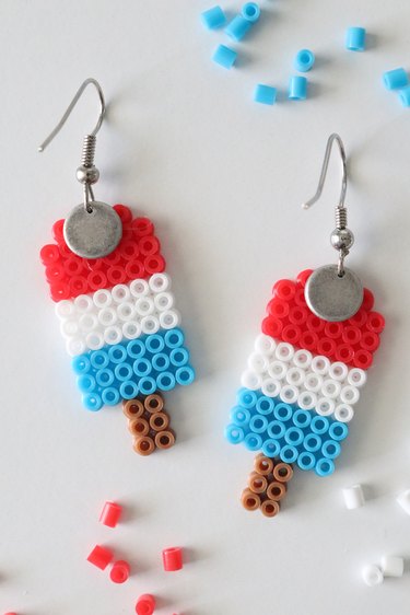 Perler bead ice pops with charms and earring hooks