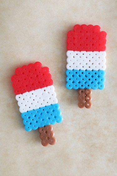 Red, white and blue Perler bead ice pops