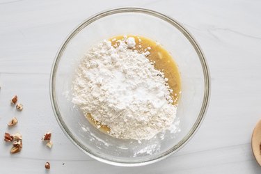 Dry ingredients for banana bread in a bowl