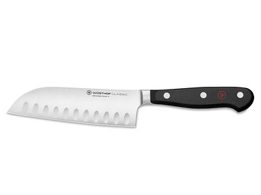 Wusthof santoku knife on a white ground