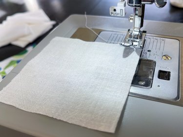 3 1/2-in. square of fabric on machine