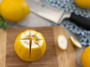 cut lemon into wedges