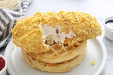 Fried chicken ice cream and waffles