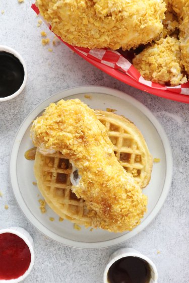 Fried chicken ice cream and waffles