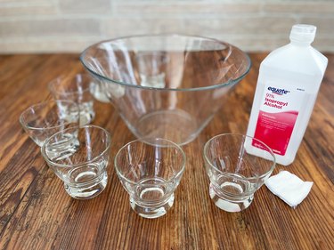 clean glass with isopropyl alcohol