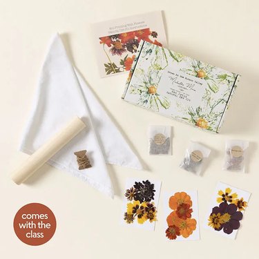 Overhead view of Michelle's Eco-Printing With Flowers Natural Dye Kit.