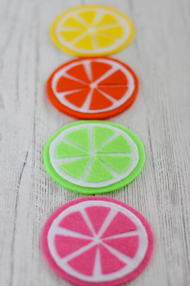 finished fruit-slice coasters