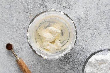 Cream cheese and butter in bowl