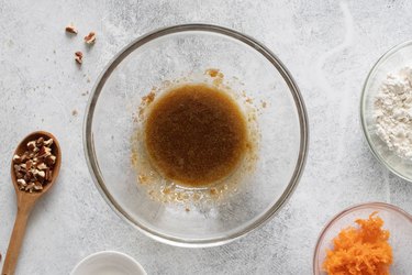 Wet ingredients for single-serve carrot cake