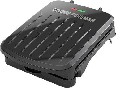 Two-serving George Foreman grill, black, against a white ground