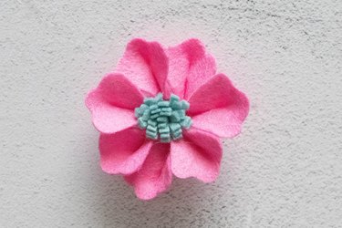 Pink and blue felt flower