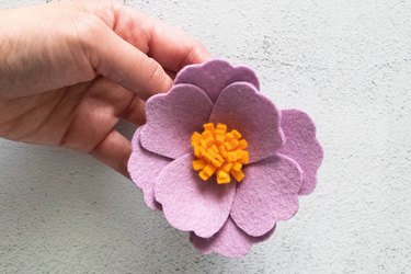 Purple and orange felt flower