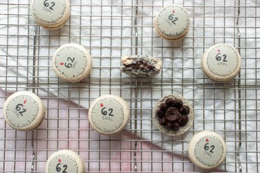 Thermostat macarons on a wire rack