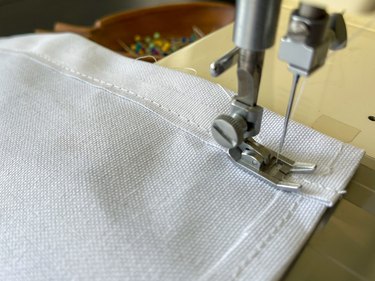 sew top edge of base fabric