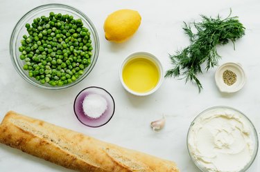 ingredients for spring pea ricotta dip