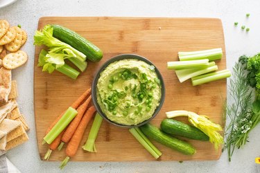 Spring hummus board with vegetables