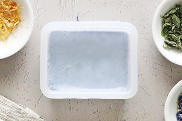 Light blue soap in a mold