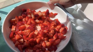 Bowl of macerated strawberries
