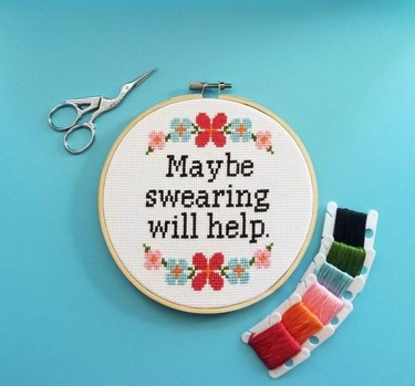 Adult Cross Stitch Kit with Funny Quote May the Bridges I Burn