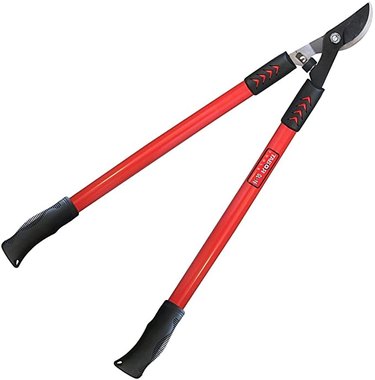 Bypass loppers that are 28 inches long, with very long red handles and black hand grips.