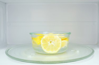 clean microwave with lemons and water