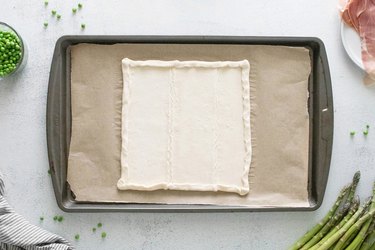 Puff pastry on baking sheet