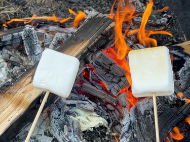 roasting marshmallows over a fire