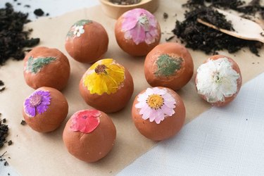 Seed bombs with pressed flowers