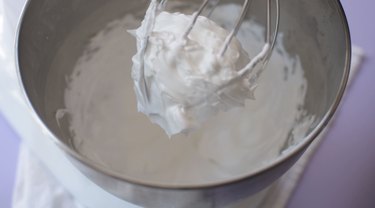 Stiff peak meringue on balloon whisk