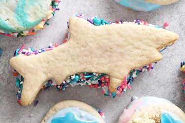 Shark ice cream sandwich with sprinkles