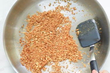 toasting breadcrumbs in a pan