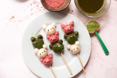 Cute animal dango on a plate