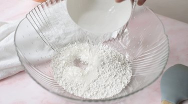 Large mixing bowl with shiratamako, water and sugar