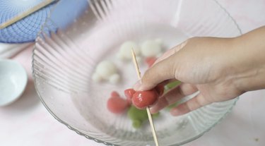 Skewering dango balls