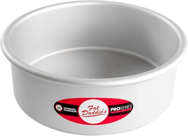 Fat Daddio's deep aluminum 8-inch cake pan, shown on a white ground