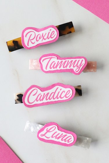 Barbie script name hair clips