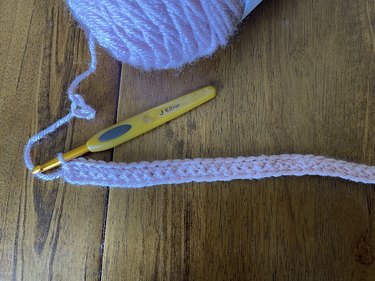 Two rows of single crochet stitches