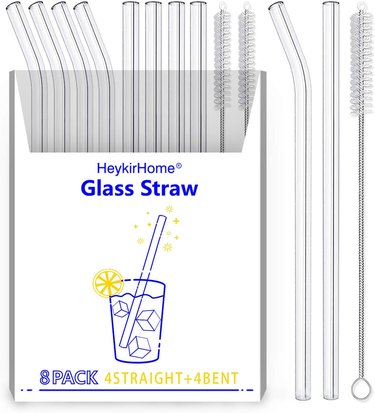 Hiware Reusable Glass Drinking Straws, Eco-Friendly